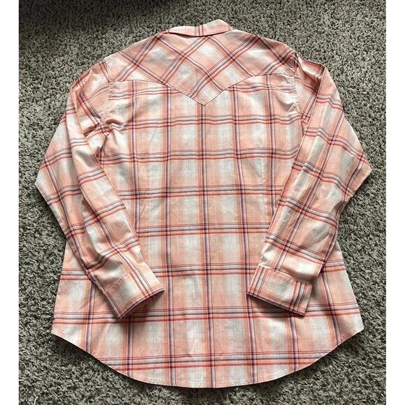 Wrangler Turquoise Pearl Snap Button Up Shirt Womens XL Western Rodeo Aztec - Picture 6 of 8